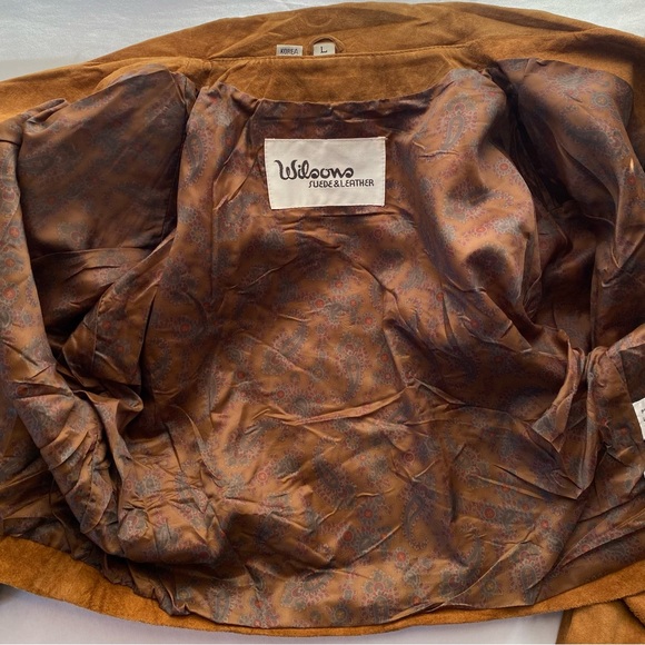 Vintage 1970s Wilsons Leather Camel Suede Cropped Waistcoat Size Large Rare Find - Picture 13 of 16